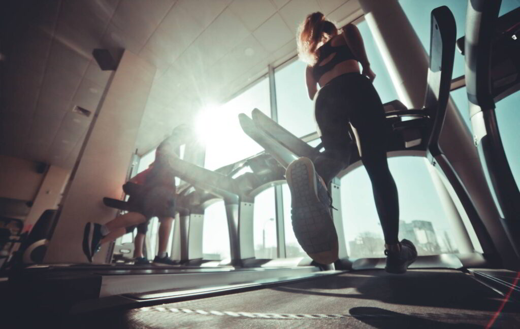 Cardio training on a treadmill in the gym